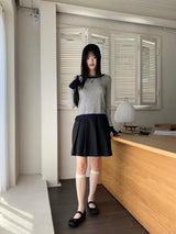 Ann's layered color combination round long-sleeved warmer T-shirt
