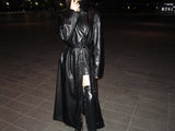 Double leather long coat