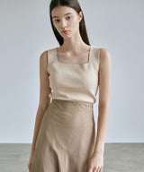 SQUARE NECK KNIT SLEEVELESS_BLACK