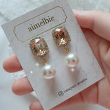 Elegant Oval Crystal and Pearl Piercing - Golden Shadow (ITZY Chaeryeong Piercing)