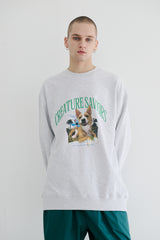 ラッキージャングルクルーネック / BSR2223FWPO068 LUCKY JUNGLE CREWNECK HEATHER GREY