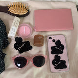 コットンバニーポポスマホグリップ/Cotton bunny popo Smart Tok black