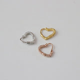 Twisted heart ring piercing / 3 color / 1pcs
