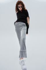 ウェーブブーツカットパンツ / wave bootscut pants_gray