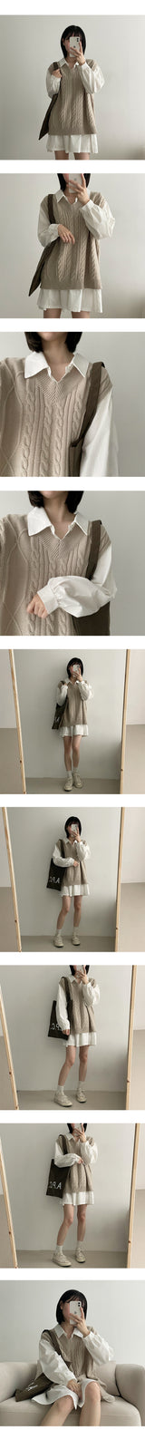 エッチツイストVニットベスト / Etch Twisted V-knit vest
