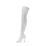 Thigh High Open Toe Heel Boots(White)