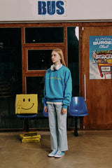 ベーシックラインロゴスウェットシャツ・ブルー［ユニセックス］/ Basic Line Logo Unisex Blue Sweat Shirt