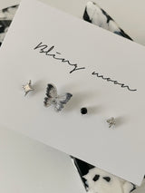 ブラックマーブルトゥインクルピアス / [4 set] Black Marble Twinkle Piercing Set