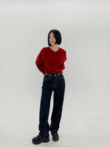 ローボタンブラッシュデニムパンツ/no.256 raw button brushed denim pants