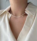 淡水パールイノセントデイリーシンプルレイヤードネックレス/dio Silver 925 Fresh Water Pearl Necklace Innocent Daily Simple Layered Necklace