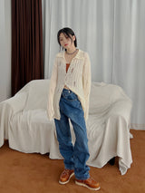 ロングダメージカーディガン / Long Damage Cardigan (3color)