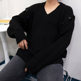 SK オーバサイズフィットショルダーボタンニット/SK Oversized Fit Shoulder Button Knitwear (4 colors)