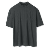 RIB MOCK NECK HALF T-SHIRT CHARCOAL (6566873530486)