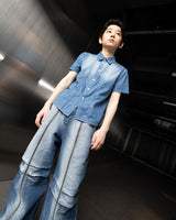 ロングジッパー デニムパンツ / Long Zipper Denim Pants (Blue)