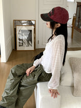 Tatsu interseason punching string lace long sleeve cardigan