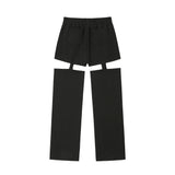 0 7 cut out emoji pants - BLACK