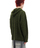 NET KNIT HOOD ZIP-UP (OLIVE)
