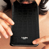 クロコダイルエンボラージウォレット/CROCODILE EMBO LARGE WALLET-BLACK