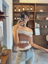 エッセンシャルオフザショルダースリーブレストップ