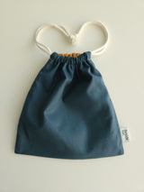 Two tone string pouch - teal blue L