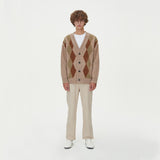 BRUSHED ARGYLE KNIT CARDIGAN_BEIGE (6610812993654)