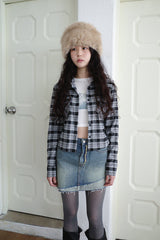 ダイアゴナルデニムアンバランスミニスカート / Diagonal denim unbalanced mini sk