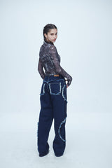 スネーク カッティング デニムパンツ / Snake Cutting Denim Pants