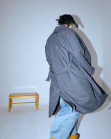UNISEX BELTED WOOL DOUBLE COAT M - SHARKSKIN DARK GRAY (6636059328630)