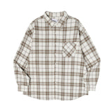 Loose wool check shirts Beige