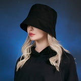 Stud drop over fit bucket hat BLACK
