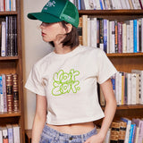 Graffiti Crop T-Shirts Cream