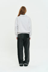 CHERRY OPEN COLLAR SWEATSHIRT [MELANGE GRAY]