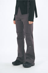 D-ring incision pintuck cotton bootcut pants