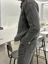 セミオーバーチャイナセットアップデニムジャケット / LMN Semi-Over China Setup Denim Jacket (Gray)