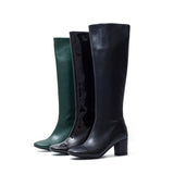 ブロックヒールロングブーツ/Block Heel Long Boots(Deep Green)