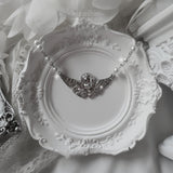 [VIVIZ Eunha, KISS OF LIFE Julie Necklace] Baroque Angel Pearl Choker Necklace - Silver Color
