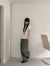レタリング 半袖 Vネック Tシャツ・カットソー