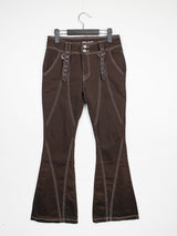 ブラウン ステッチ ブーツカット トラウザー / brown stitch bootcut trousers