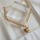 Melbie The Cat Series - Cat face Bold Chain Choker Necklace (Gold ver.)