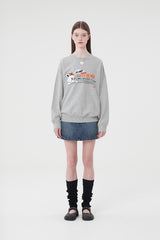 ウィティーバニーワーディングドロップスウェットシャツ／WITTY BUNNY WORDING DROP SWEATSHIRT [MELANGE GRAY]