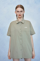 HIDE Cutting Half Sleeves Shirt (Light Khaki) (6570994565238)