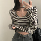 [Sleeveless ONLY] Milk Halter Sleeveless + Streep Dangara Off-Shoulder Long-Sleeved T-shirt Set up