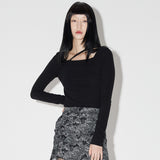 Square Ribbon Long Sleeve [BLACK] (6618529300598)