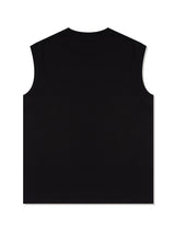UNISEX Overfit Single Jersey Puppy Surfing balpo Print Sleeveless Black(FCD2TS608M)