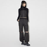 Denim Knit Blocking Pants [BLACK] (6638402568310)