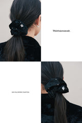 Velvet Dot Scrunchie (Black)