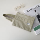 Oxford simple line strap pouch - beige