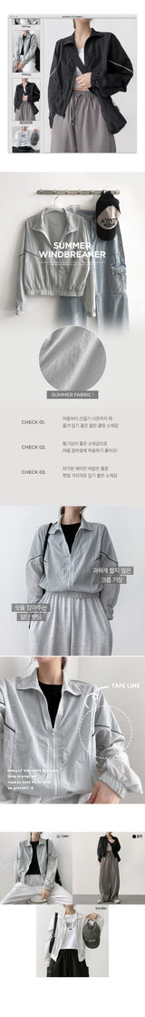 Lekping file nylon zip-up jumper