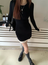 Slim line ribbed mini dress