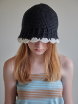 플라워벨햇 (블랙 앤드 화이트) / Flower bell hat (black and white) (6656026247286)